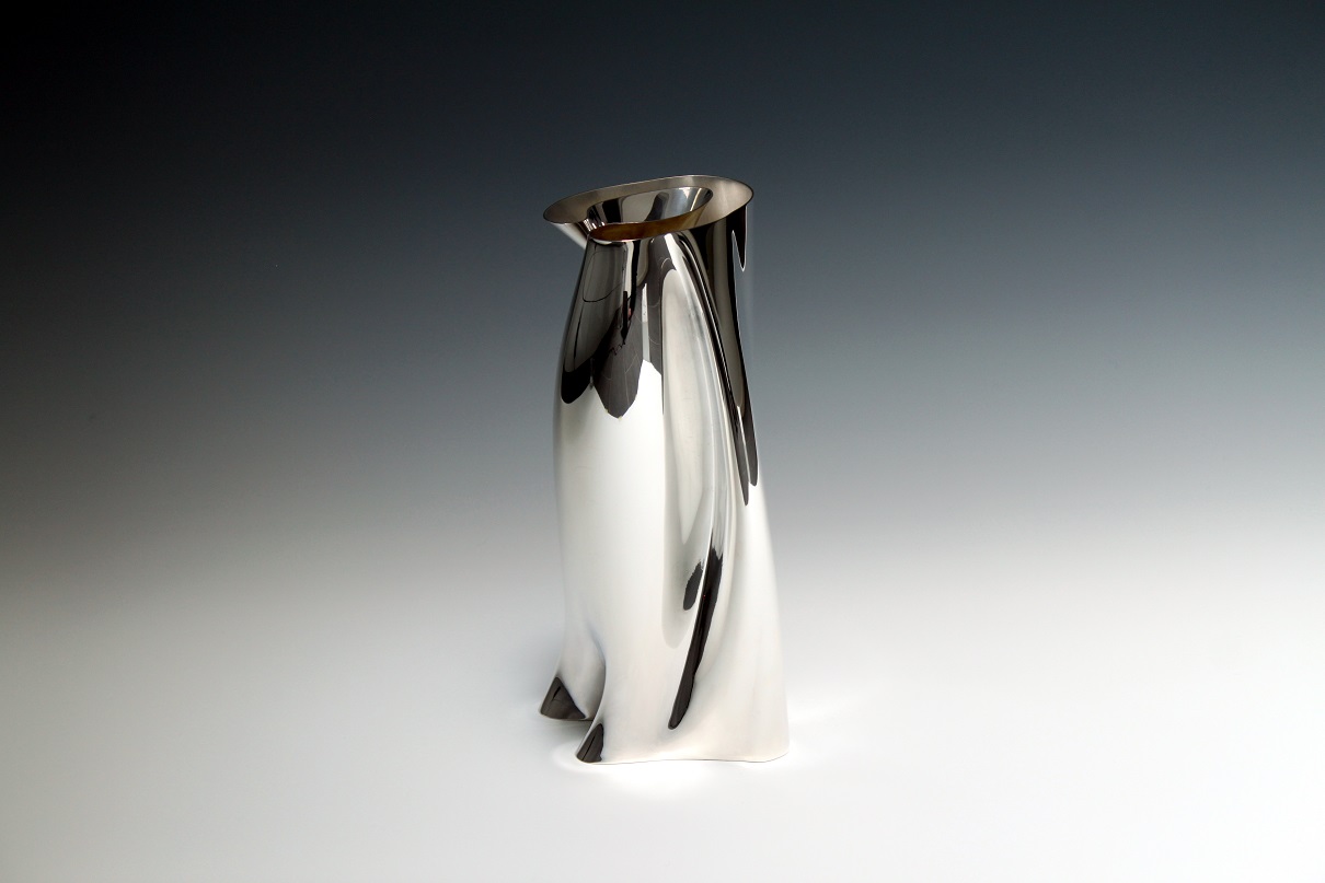Sterling silver pitcher, designed and executed by sliversmith Wouter van Baalen, Amsterdam 2017