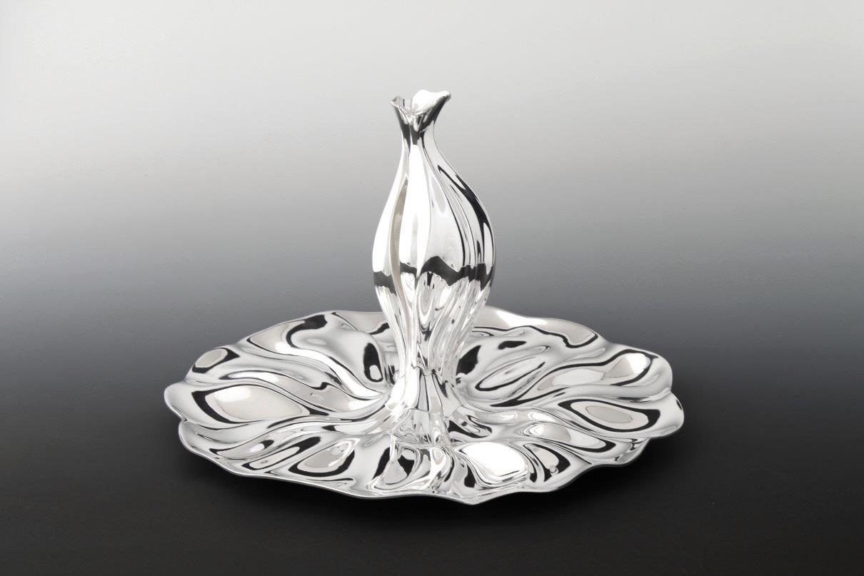 Sterling silver Ewer and Basin Undulating Reflections in a Continuous State of Flux, designed and executed by silversmith Wouter van Baalen, Amsterdam 2012